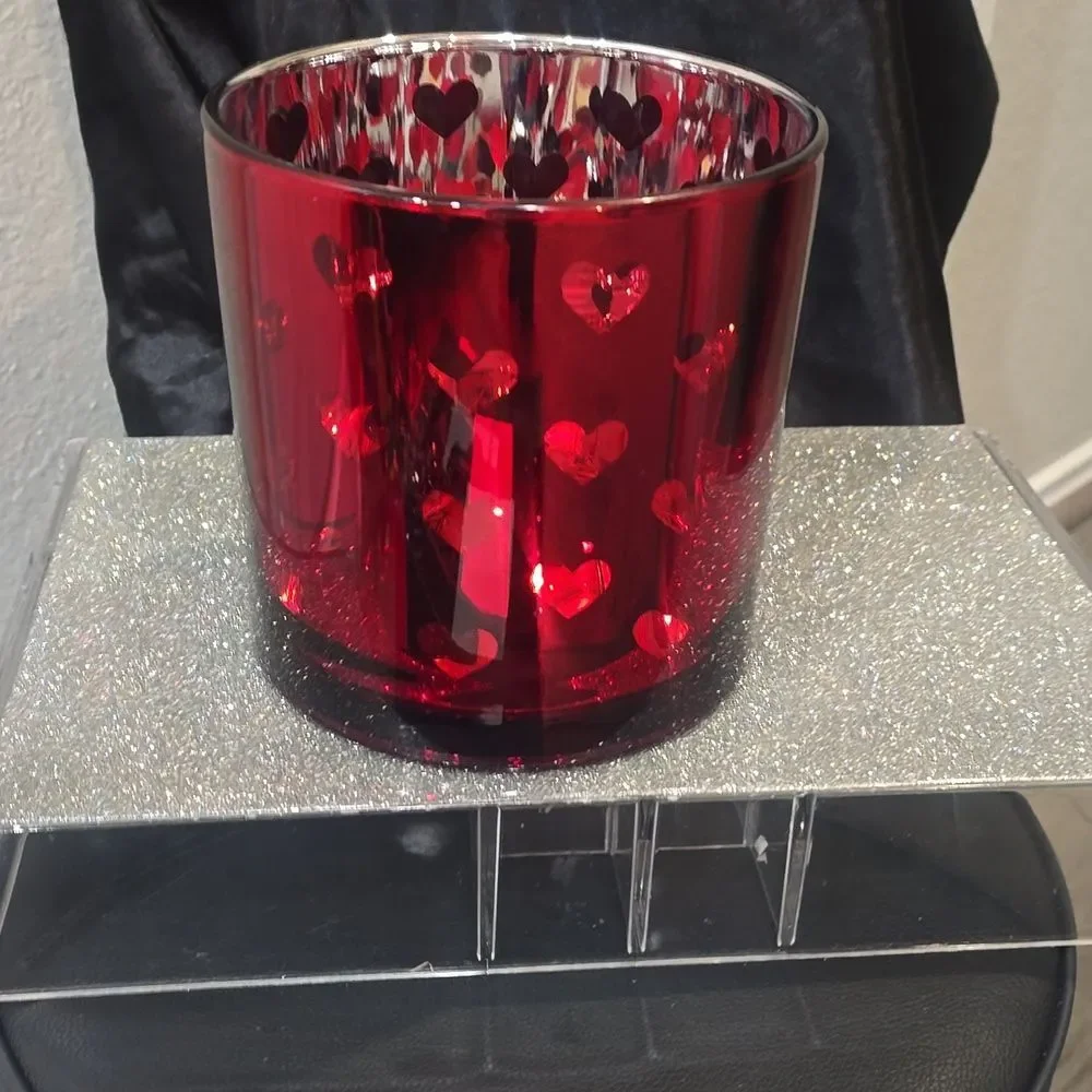 Homesake Transparent Heart Design Decorative Glass‎ Candle Holder/Storage